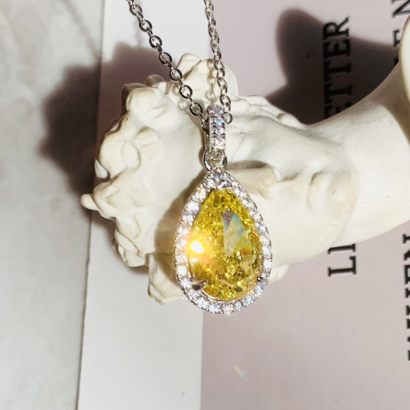 ウイタン-女性のための梨の形をした黄色のジルコニアペンダント - Photography Yellow のレビューと価格