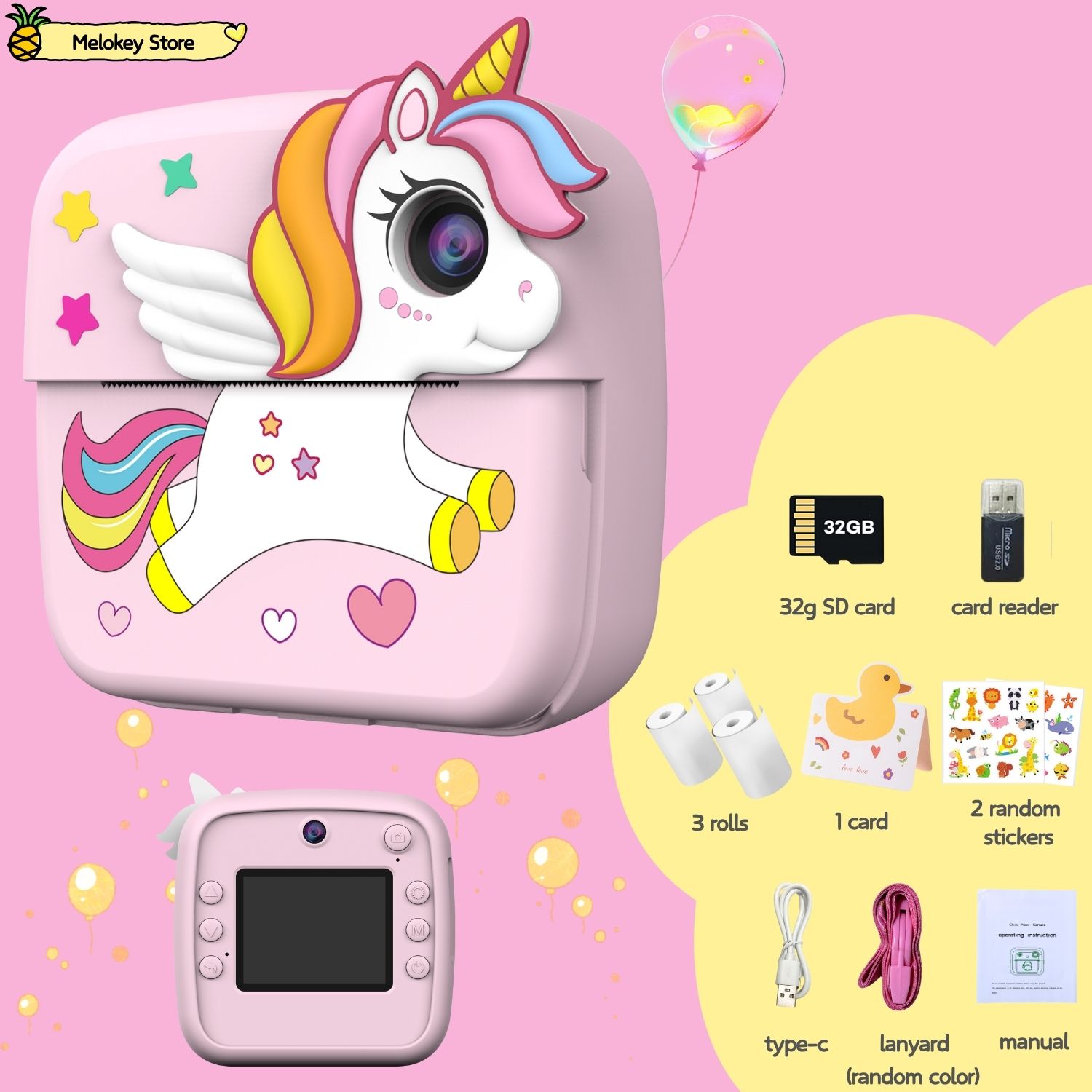 子供用写真カメラプリンター、ゲーム付き、キュートなピンクのミ - Photography Close Up のレビューと価格