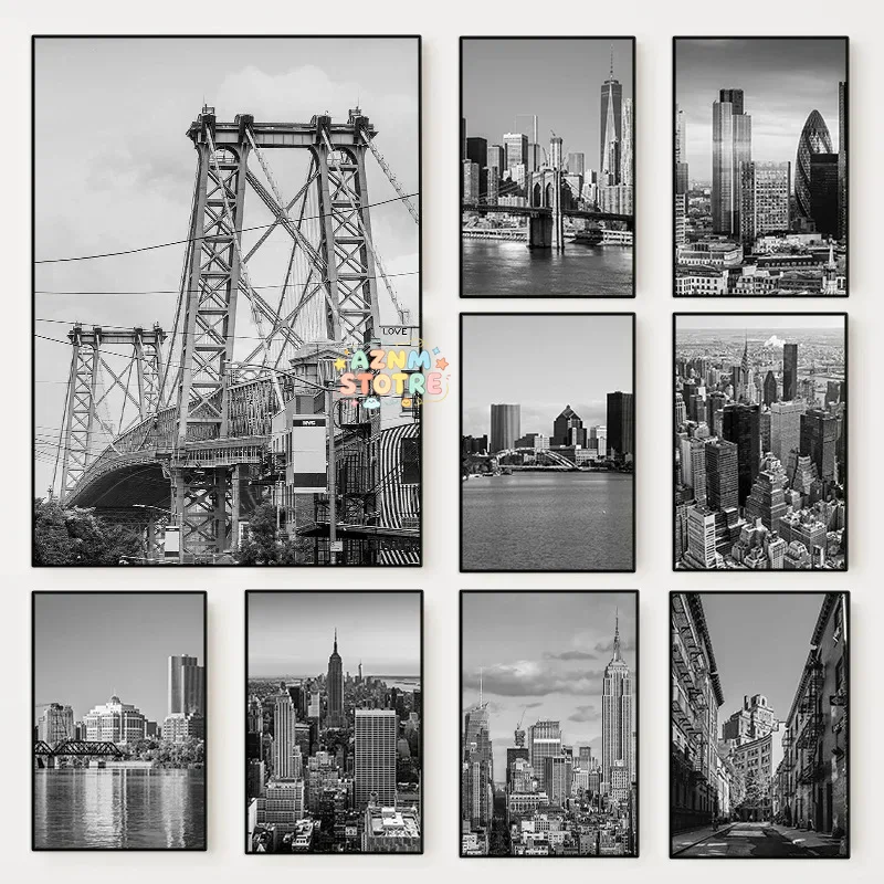 （2Dキャンバス絵画）白黒ニューヨーク市写真ポスター ニュー - Photography New York のレビューと価格