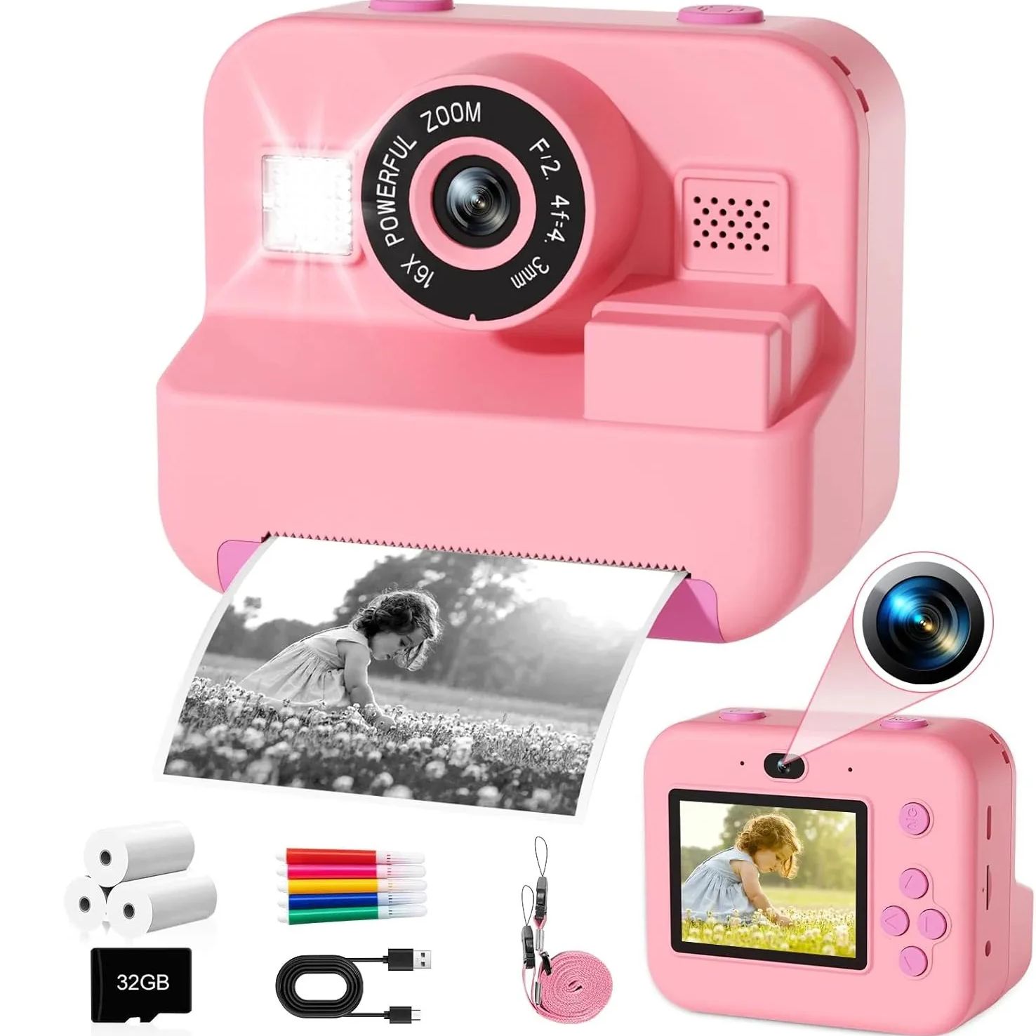 Newインスタントプリントカメラ 32 グラムカード付き熱写 - Photography Close Up のレビューと価格