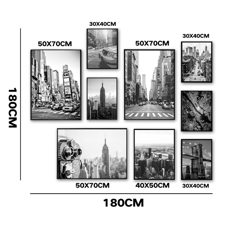 ニューヨーク市キャンバス絵画ポスターとプリント白黒壁アート写 - Photography New York のレビューと価格